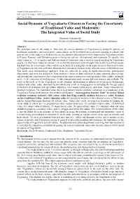 Social Dynamic of Yogyakarta Citizens in Facing the Uncertainty of Traditional Value and Modernity: the Integrated Value of Social Study