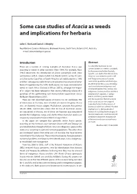 Some Case Studies of Acacia As Weeds and Implications for Herbaria