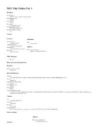 2021 Tide Tables Vol. 1