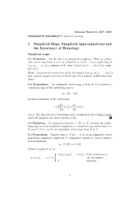 5 Simplicial Maps, Simplicial Approximations and the Invariance of Homology