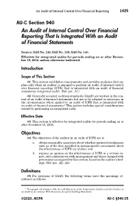 An Audit of Internal Control Over Financial Reporting That Is Integrated with an Audit of Financial Statements