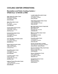 Cooling Center Operations