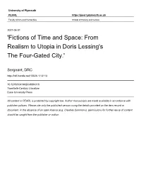 Fictions of Time and Space: from Realism to Utopia in Doris Lessing's the Four-Gated City.'