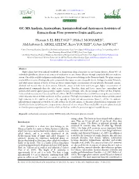GC-MS Analysis, Antioxidant, Antimicrobial and Anticancer Activities of Extracts from Ficus Sycomorus Fruits and Leaves
