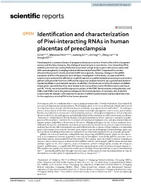 Identification and Characterization of Piwi-Interacting Rnas in Human