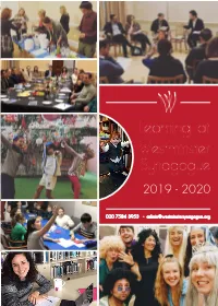 Learning at Westminster Synagogue 2019 - 2020