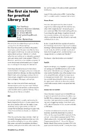The First Six Tools for Practical Library