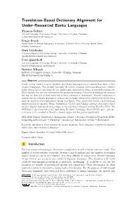 Translation-Based Dictionary Alignment for Under-Resourced
