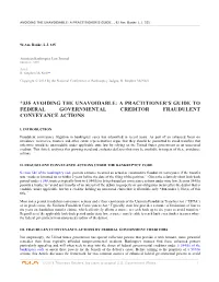A Practitioner's Guide to Federal Governmental Creditor Fraudulent