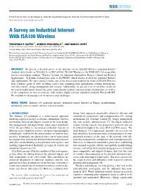 A Survey on Industrial Internet with ISA100 Wireless