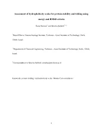 Assessment of Hydrophobicity Scales for Protein Stability and Folding Using