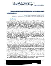 Community Well-Being and the Anishinabeg of the Lake Nipigon Region of Northern Ontario