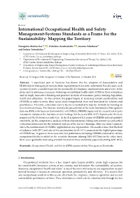 International Occupational Health and Safety Management-Systems Standards As a Frame for the Sustainability: Mapping the Territory