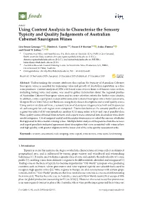 Using Content Analysis to Characterise the Sensory Typicity and Quality Judgements of Australian Cabernet Sauvignon Wines