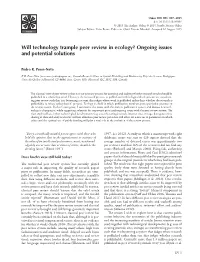 Will Technology Trample Peer Review in Ecology? Ongoing Issues and Potential Solutions
