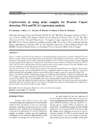 Controversies in Using Urine Samples for Prostate Cancer Detection: PSA and PCA3 Expression Analysis