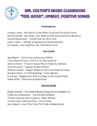 Mr. Colton's Classroom List of Positive Upbeat Songs
