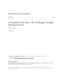 The Challenge to English Boxing Contracts, 6 Marq
