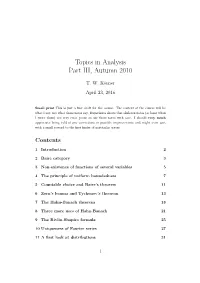 Topics in Analysis Part III, Autumn 2010