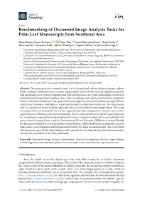 Benchmarking of Document Image Analysis Tasks for Palm Leaf Manuscripts from Southeast Asia