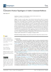 Contrastive Feature Typologies of Arabic Consonant Reflexes