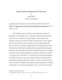 Mimesis, Evolution, and Differentiation of Consciousness by Eugene