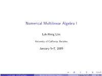 Numerical Multilinear Algebra I