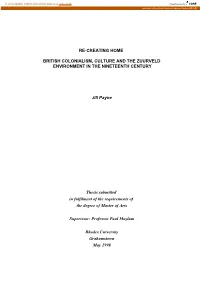 Re-Creating Home British Colonialism, Culture And