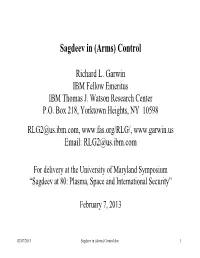 Sagdeev in (Arms) Control