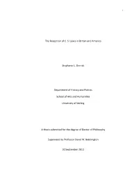 The Reception of CS Lewis in Britain and America