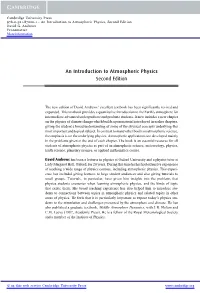 An Introduction to Atmospheric Physics Second Edition