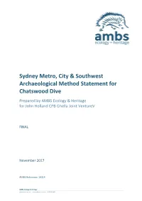 Archaeological Method Statement for Chatswood Dive
