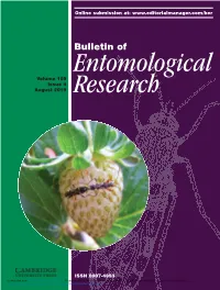 Bulletin of Entomological Volume 109 Issue 4