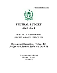 Development Expenditure (Volume-IV) Budget and Revised Estimates 2020-21