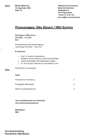 Pressemappe: Hito Steyerl. I Will Survive