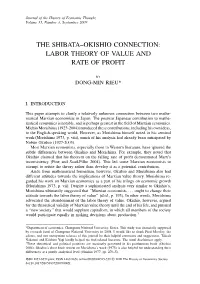 The Shibata–Okishio Connection: Labor Theory of Value and Rate of Profit