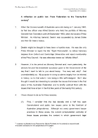 A Reflection on Public Law: from Federation to the Twenty-First Century