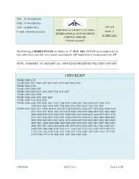 Chennai Notam Summary (A-Series) –May-2021