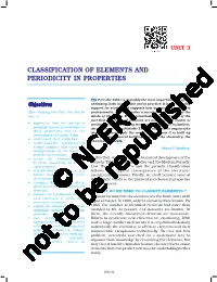 Classification of Elements and Periodicity in Properties
