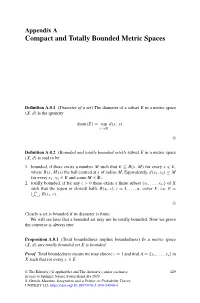 Compact and Totally Bounded Metric Spaces