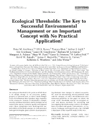 Ecological Thresholds: the Key to Successful Environmental Management Or an Important Concept with No Practical Application?