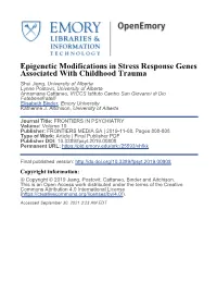 Epigenetic Modifications in Stress Response