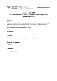 January 25, 1965 Record of Premier Zhou's Fourth Conversation With