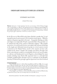 Ordinary Morality Implies Atheism