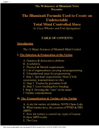 The Illuminati Formula Used to Create an Undetectable-Total Mind