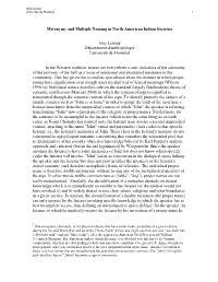 Metonymy and Multiple Naming in North American Indian Societies