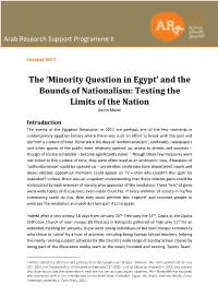 Minority Question in Egypt’ and the Bounds of Nationalism: Testing The