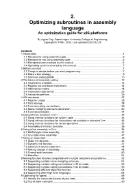 Optimizing Subroutines in Assembly Language an Optimization Guide for X86 Platforms
