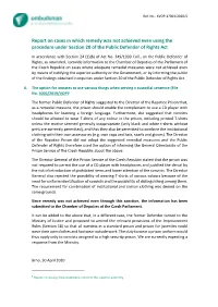 Report on Cases in Which Remedy Was Not Achieved Even Using the Procedure Under Section 20 of the Public Defender of Rights Act
