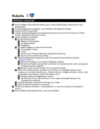 Rubella ! PROTOCOL CHECKLIST